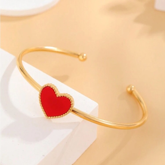 Cute heart pendant bracelet/necklace set - RED - Picture 4 of 5